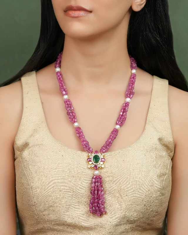 Women’s layering necklace-Kinnari Polki And Diamond Bead Pendant