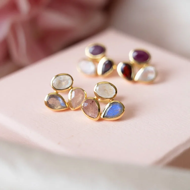 Women’s artistic earrings-Trinity Drops Stud Earrings