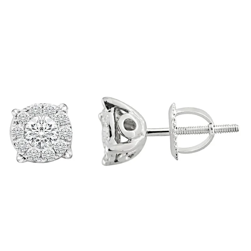 Women’s trendy earrings-LADIES EARRINGS 0.25CT ROUND DIAMOND 14K WHITE GOLD (SI QUALITY)