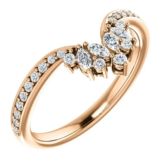 Women’s bridal set engagement ring-14KT Gold 1/3 CTW Diamond Accented Contour Band