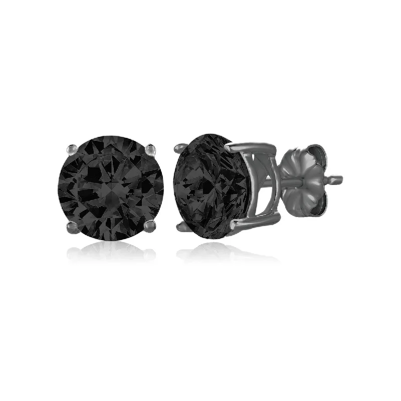 Women’s designer earrings-Crislu Black Rhodium Plated Sterling Silver Round Cubic Zirconia Stud Earrings