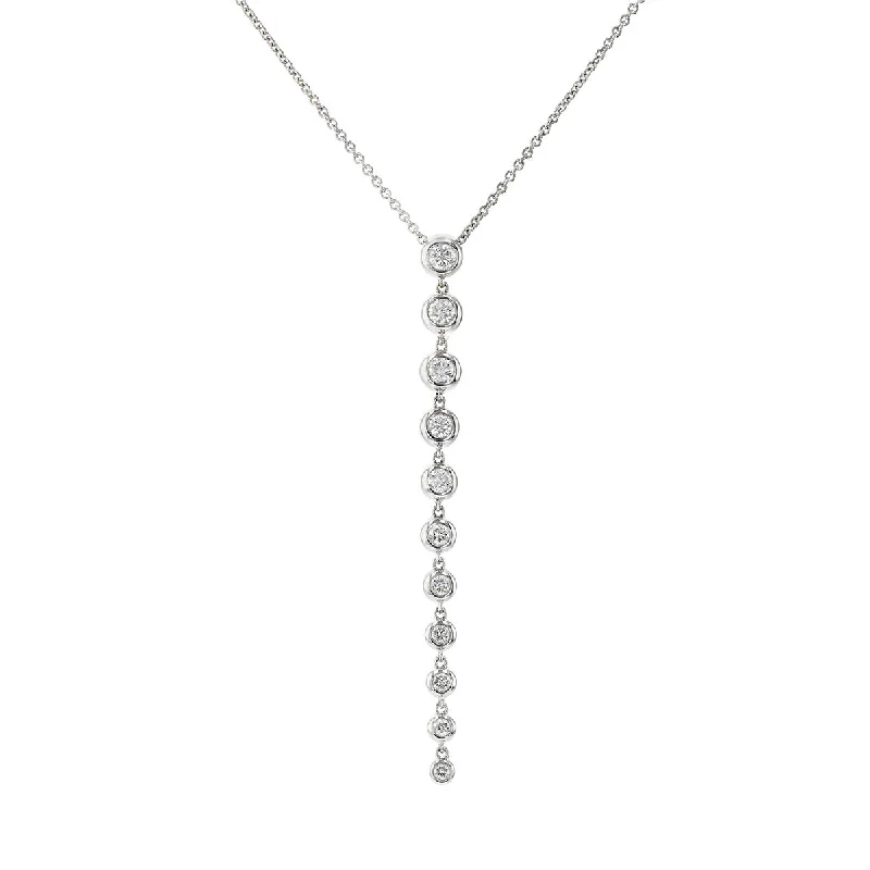 Women’s silver charm necklace-Diamond Drop Pendant