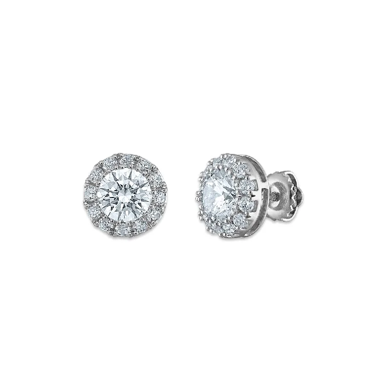 Women’s adjustable earrings-Signature EcoLove 2 CTW Lab Grown Diamond Halo Stud Earrings in 14KT White Gold