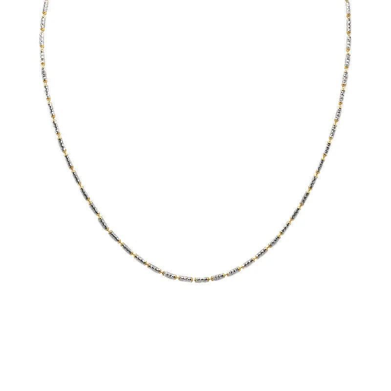 Women’s pearl and diamond necklace-22K Multi Tone Gold Chain W/ Long Textured Beads