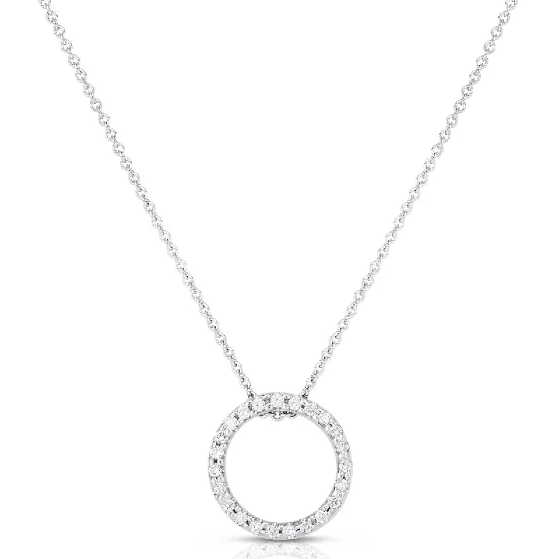 Women’s designer necklace-Circle Pendant with Diamonds