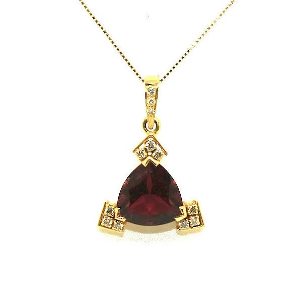 Women’s luxury diamond necklace-Trillian Cut Rubelite And Diamond Pendant Ad No.0503