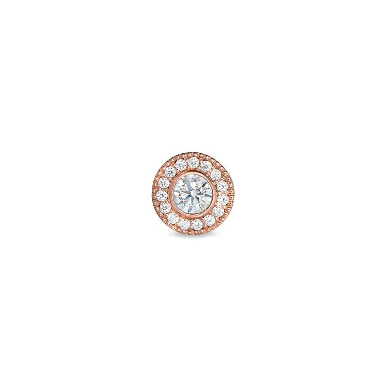 Women’s sapphire diamond engagement ring-Rose Gold Finish Finish Sterling Silver Micropave Round Simulated Diamond Charm with Simulated Diamonds for BL2300B