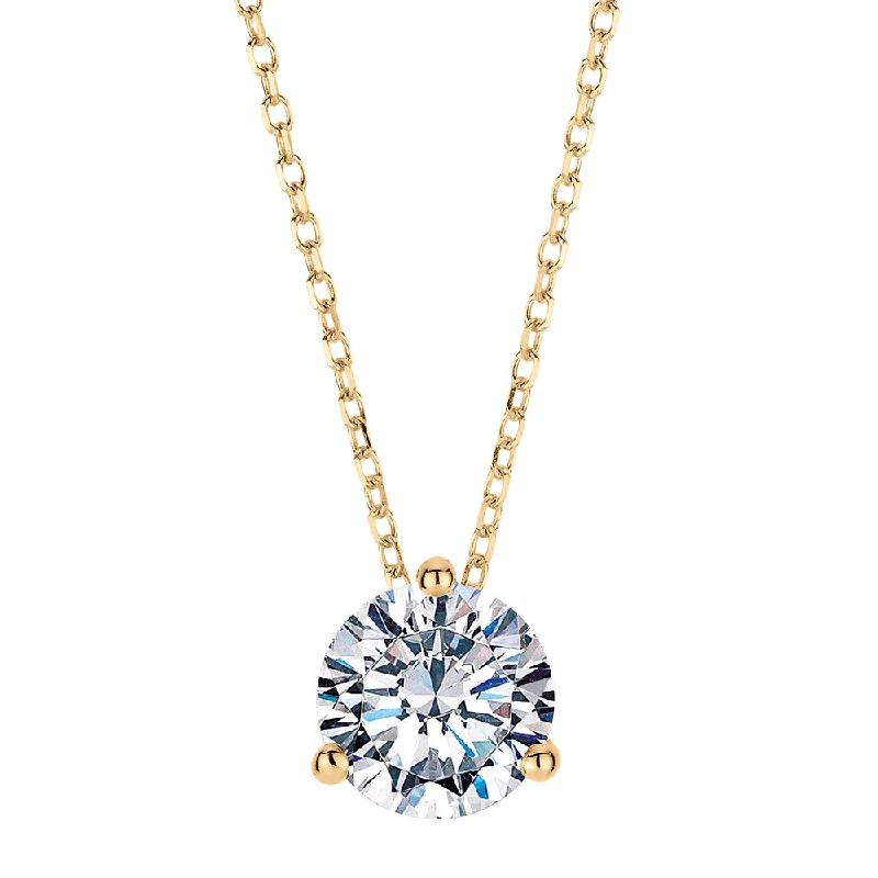 Women’s fancy necklace-Round Brilliant solitaire pendant with 1.03 carat* diamond simulant in 10 carat yellow gold