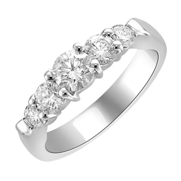 Women’s exquisite engagement ring-14KT White Gold 1.00 CTW Round Diamond 5 Stone Band