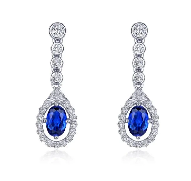 Women’s heart-shaped earrings-Oval Halo Drop Earrings