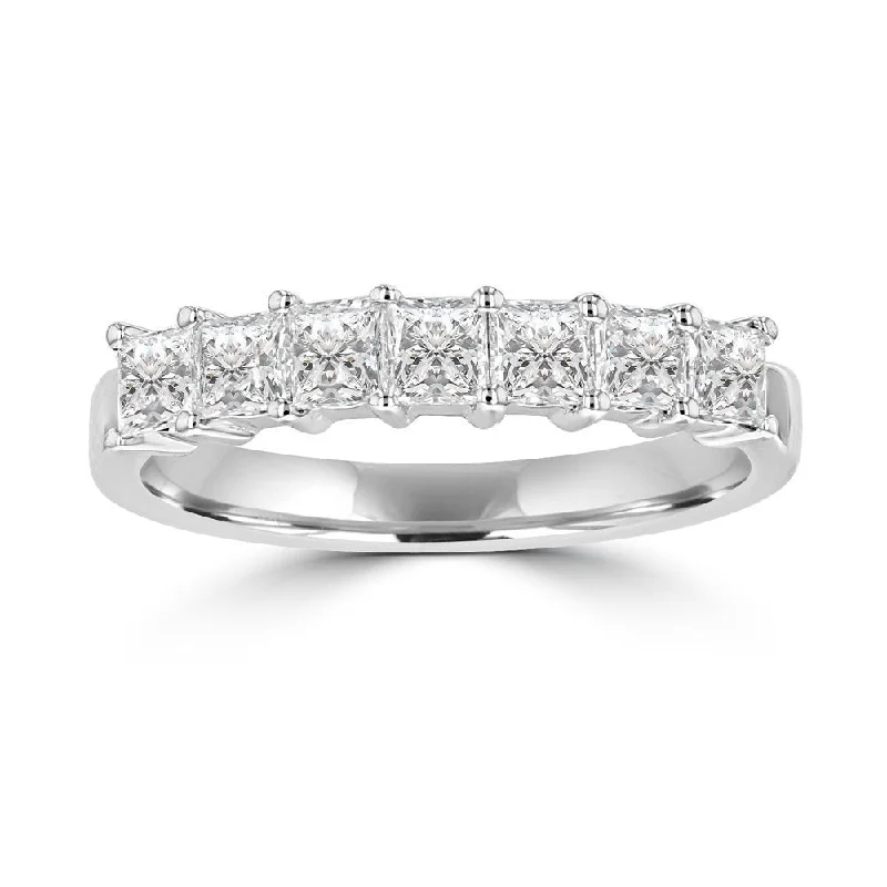 Women’s handcrafted engagement ring-14KT White Gold 1.00 CTW Princess Cut Diamond Prong Set Band