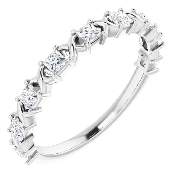 Women’s three-stone engagement ring-14K White 1/2 CTW Natural Diamond Anniversary Band