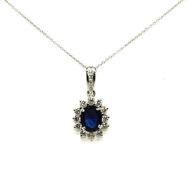 Women’s animal pendant necklace-Blue Sapphire And Diamond Pendant AD No. 0620