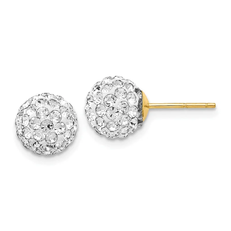 Women’s casual earrings-14KT Yellow Gold Crystal 8MM Ball Stud Earrings