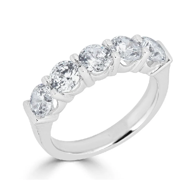 Women’s custom engagement ring-JULEVE 18KT WHITE GOLD 2.00 CTW DIAMOND 5 STONE BAND