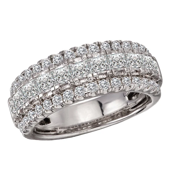 Women’s solitaire engagement ring-Triple Row Diamond Fashion Band