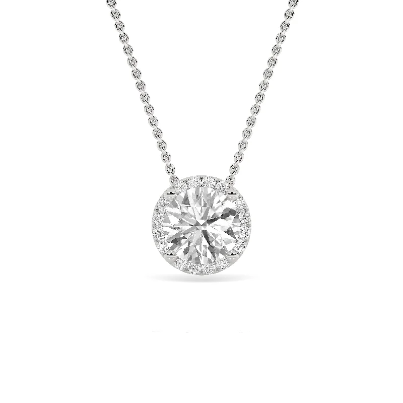 Women’s locket necklace-Above Love Star Lab Grown Diamond Halo Pendant in White Gold (1 3/4 Ctw)