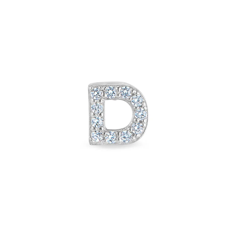 Women’s oval diamond engagement ring-Platinum Finish Sterling Silver Micropave D Initial Charm with Simulated Diamonds