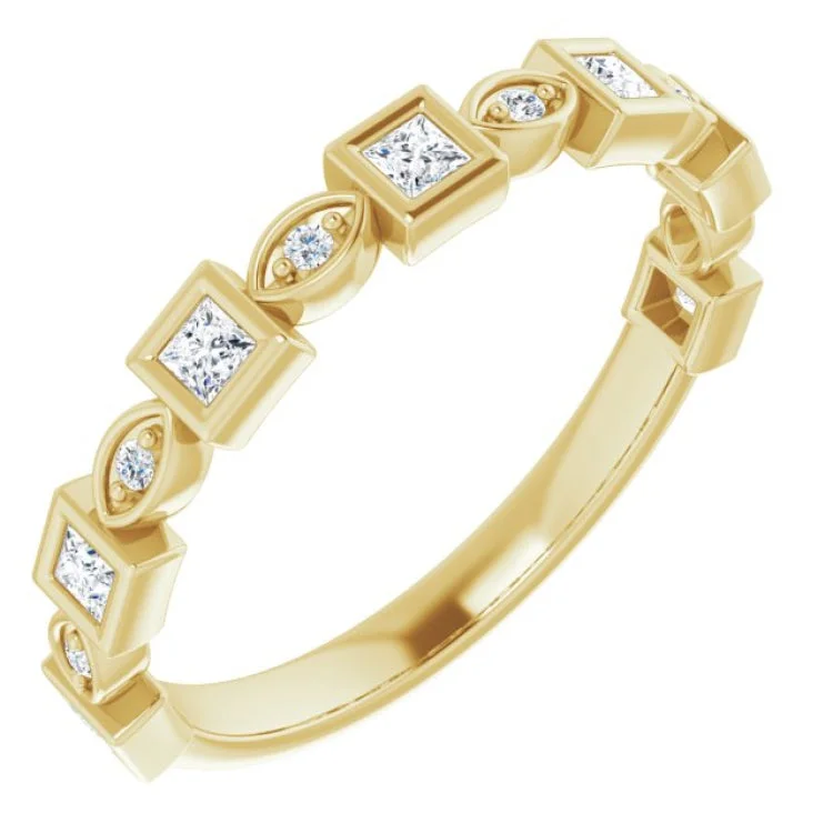 Women’s sapphire diamond engagement ring-14K Yellow 1/4 CTW Natural Diamond Anniversary Band