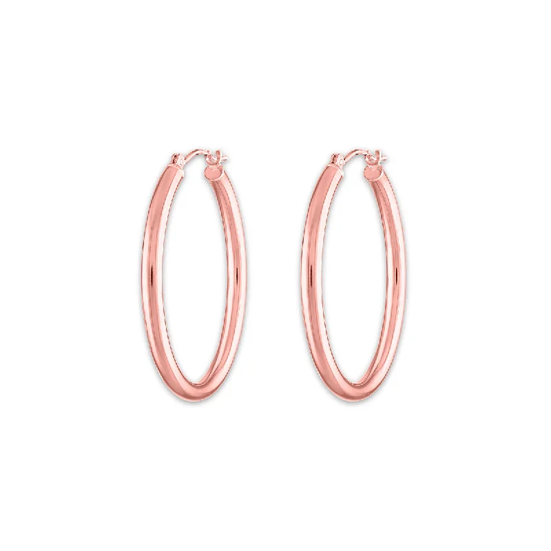 Women’s modern earrings-10KT Rose Gold 2.5X25MM Hoop Earrings