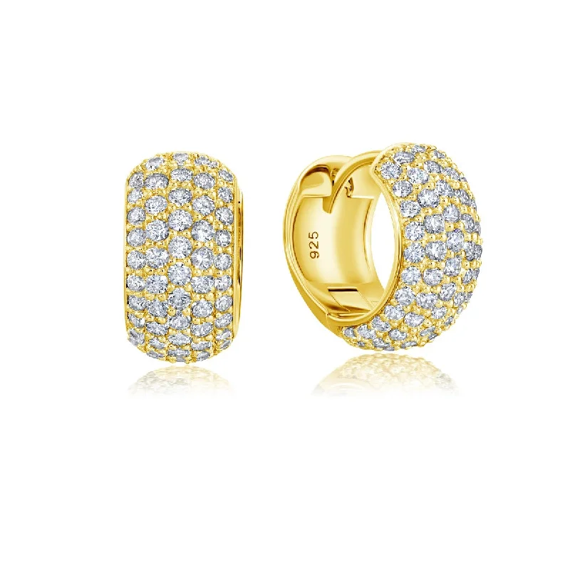 Women’s oval stud earrings-Crislu 18KT Yellow Gold Plated Sterling Silver Cubic Zirconia Huggie Earrings