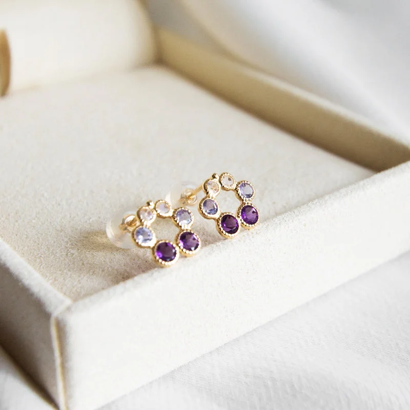 Women’s infinity earrings-Amethyst, Labradorite & Tanzanite Circle Gold Studs