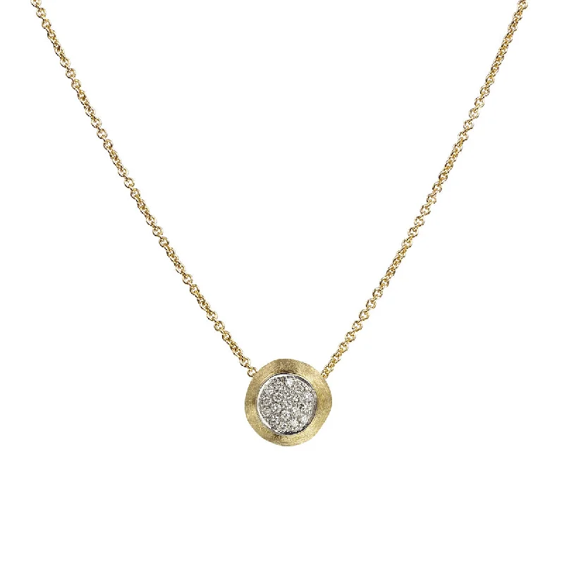 Women’s chain necklace-18K Yellow and White Gold Diamond Bead Pendant