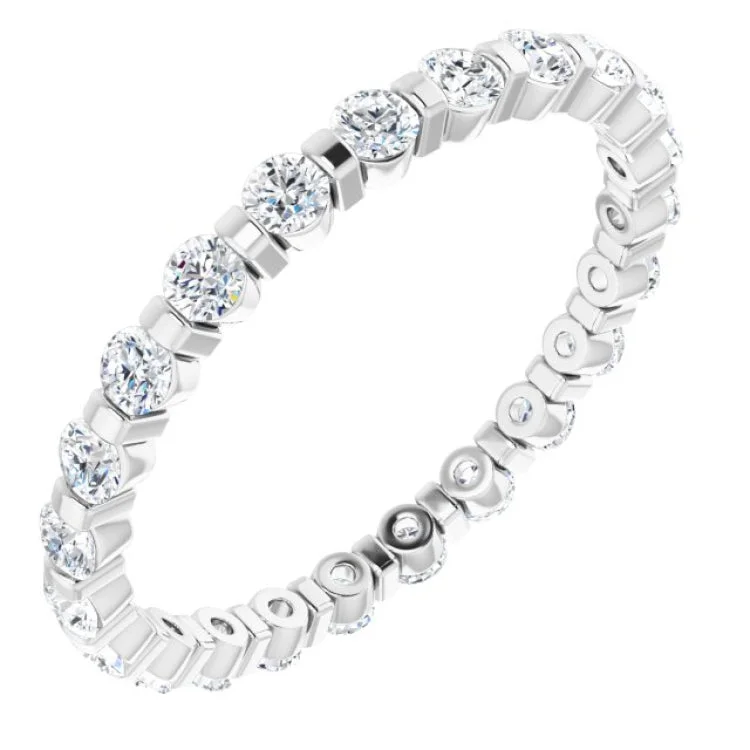 Women’s silver engagement ring-14K White 3/4 CTW Diamond Eternity Band