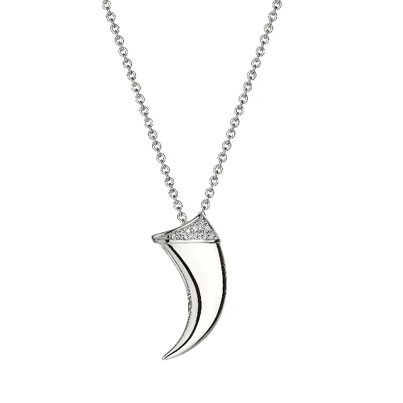 Women’s luxury necklace-Talon Claw Pendant - Silver & Diamond PavÃ©