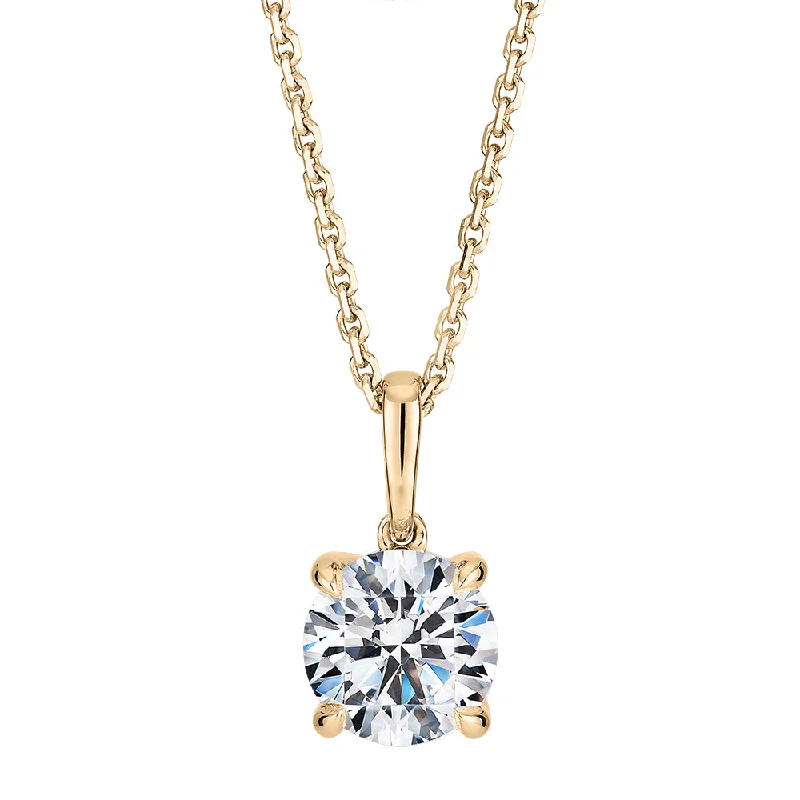 Women’s diamond necklace-Premium Certified Lab-Grown Diamond, 1.00 carat round brilliant solitaire pendant in 18 carat yellow gold