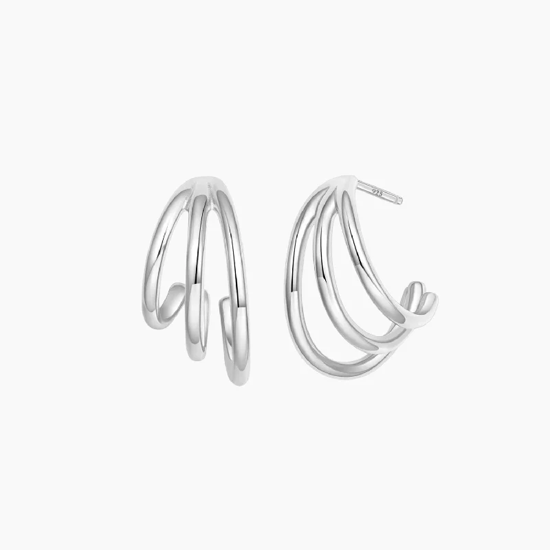 Women’s contemporary earrings-Split Three Ring Earrings