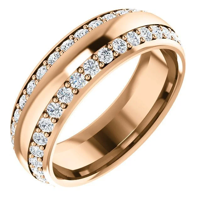 Women’s personalized engagement ring-14KT GOLD 1 CTW DIAMOND ACCENT 2 ROW ETERNITY BAND