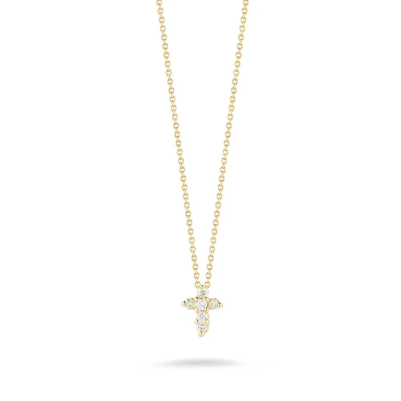 Women’s infinity pendant necklace-Baby Cross Pendant with Diamonds