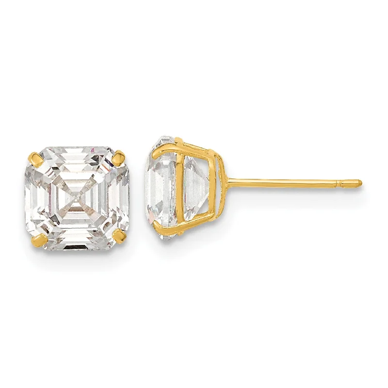 Women’s unique earrings-7MM Ascher Cubic Zirconia Stud Earrings in 14KT Yellow Gold