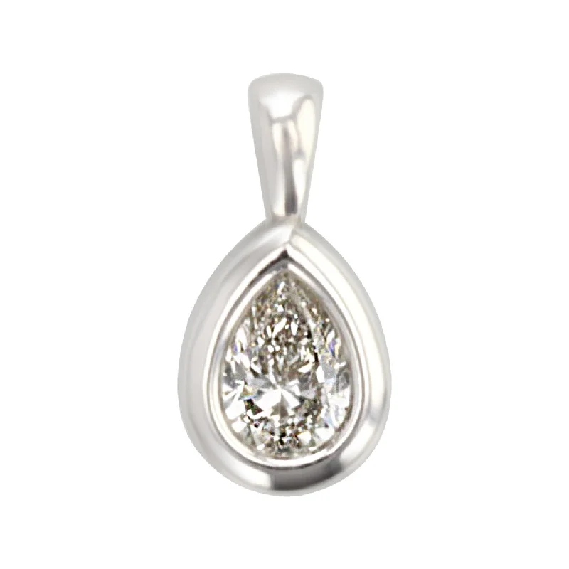 Women’s vintage-inspired necklace-14K Gold Pear-Shaped Diamond Solitaire Pendant