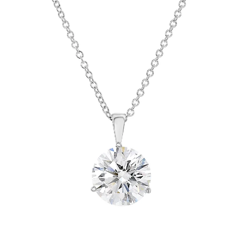 Women’s dainty necklace-18K White Gold Brilliant Diamond Solitaire Pendant