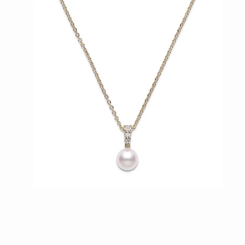 Women’s luxury gemstone necklace-Akoya Cultured Pearl and Diamond Pendant