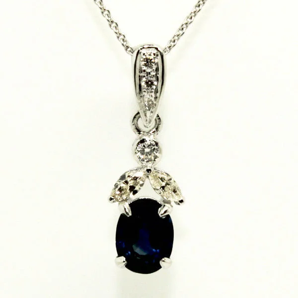 Women’s lotus necklace-BOW MARQUISE DIAMOND PENDANT IN BLUE SAPPHIRE AD NO.1228