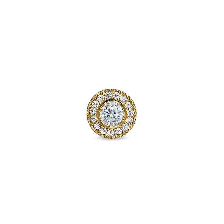 Women’s oval diamond engagement ring-Gold Finish Sterling Silver Micropave Round Simulated Diamond Charm with Simulated Diamonds