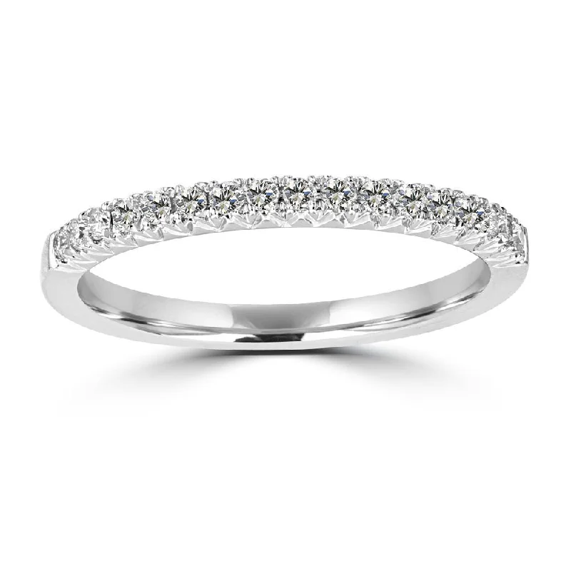 Women’s personalized engagement ring-14KT WHITE GOLD 1/5 CTW DIAMOND FRENCH PAVE BAND