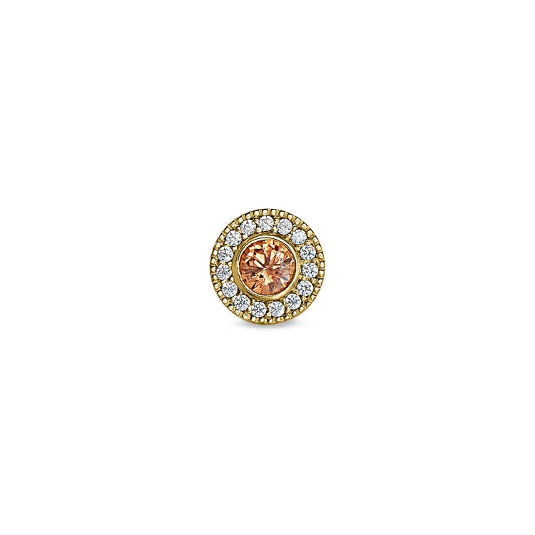 Women’s heart-shaped engagement ring-Gold Finish Finish Sterling Silver Micropave Round Simulated Citrine Charm with Simulated Diamonds for BL2300B