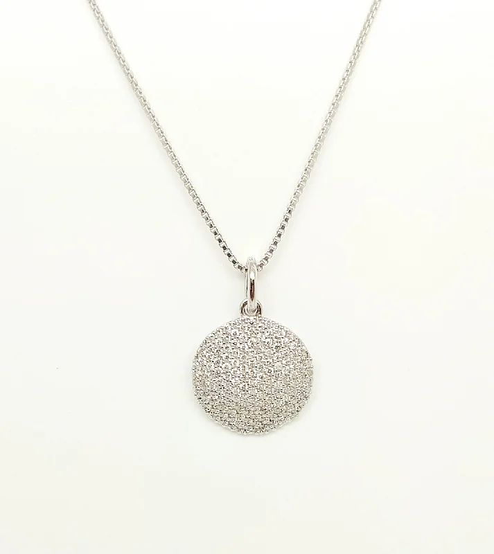 Women’s gold necklace-Diamond  Pave Pendant Setting In 14k white gold