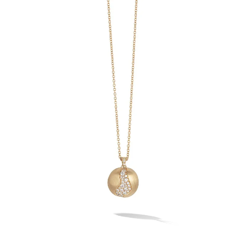 Women’s birthstone necklace-18K Yellow Gold and Diamond Long Pendant