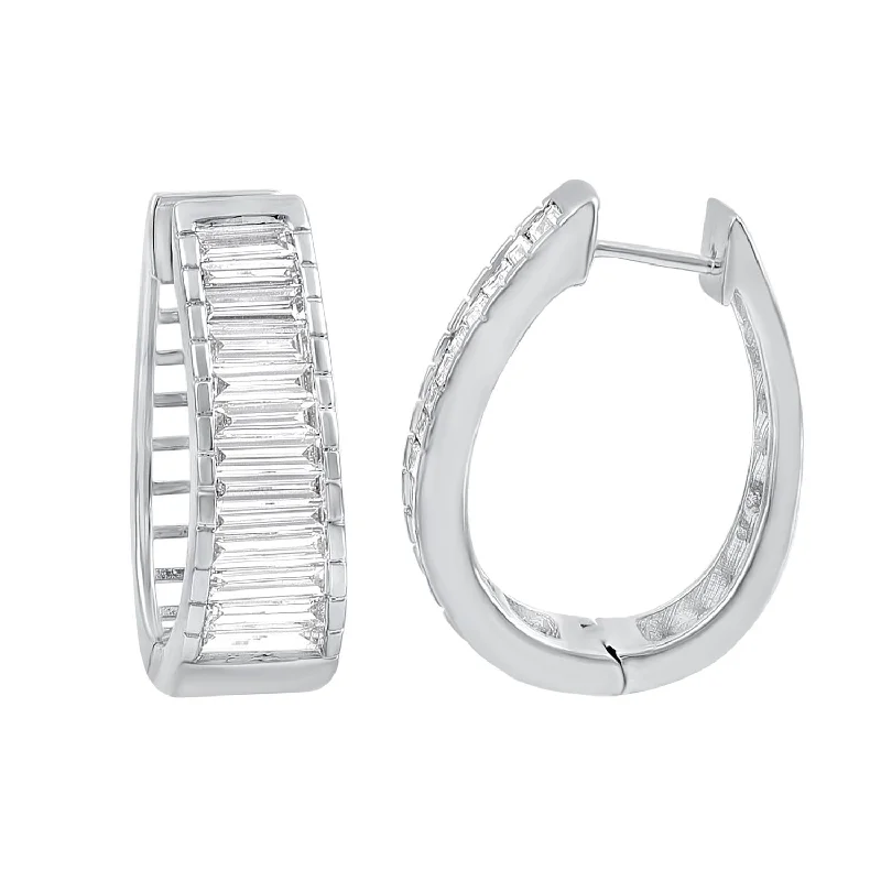 Women’s art deco earrings-Signature EcoLove 2-3/8 CTW Diamond Hoop Earrings in 14KT White Gold