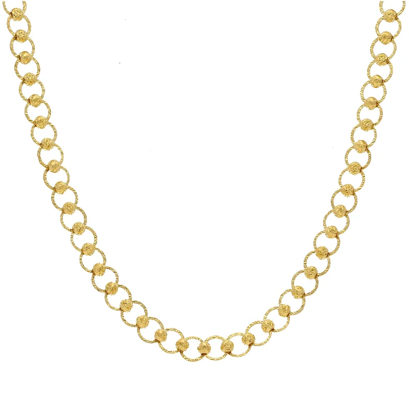 Women’s infinity pendant necklace-22K Yellow Gold Fancy Chain W/ Hammered Circle Links