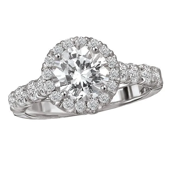 Women’s two-tone engagement ring-14KT 3/4 CTW Diamond Round Halo Setting for 1.25-1.50 CT Round