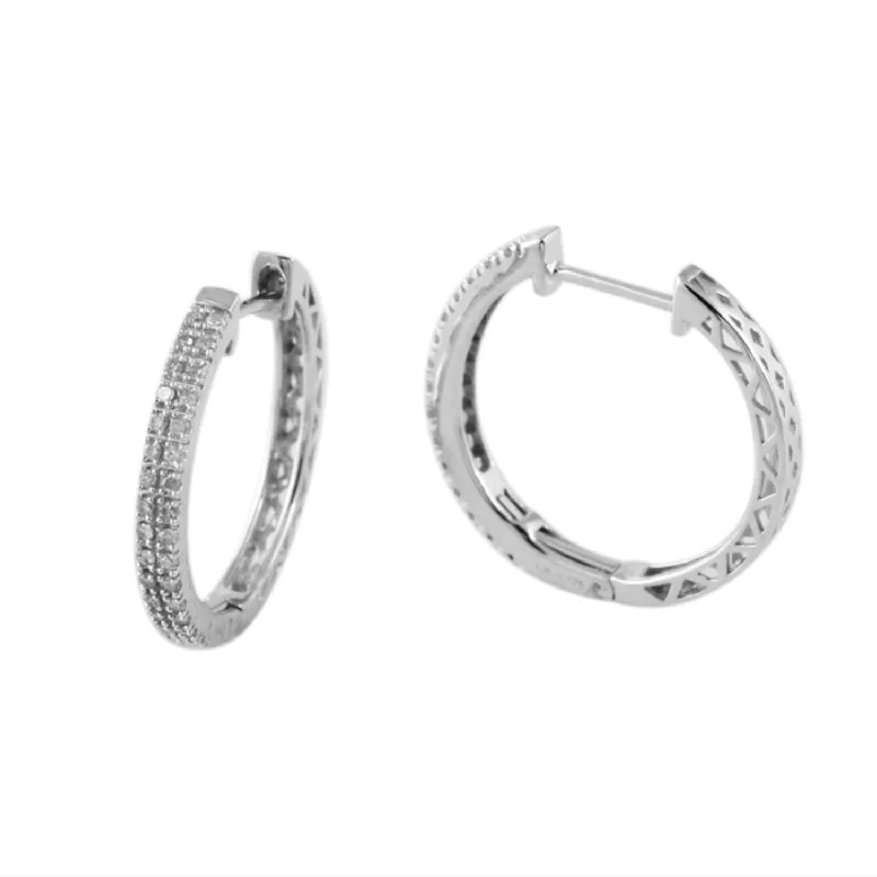 Women’s long drop earrings-1/4 CTW Diamond Hoop Earrings in 10KT White Gold