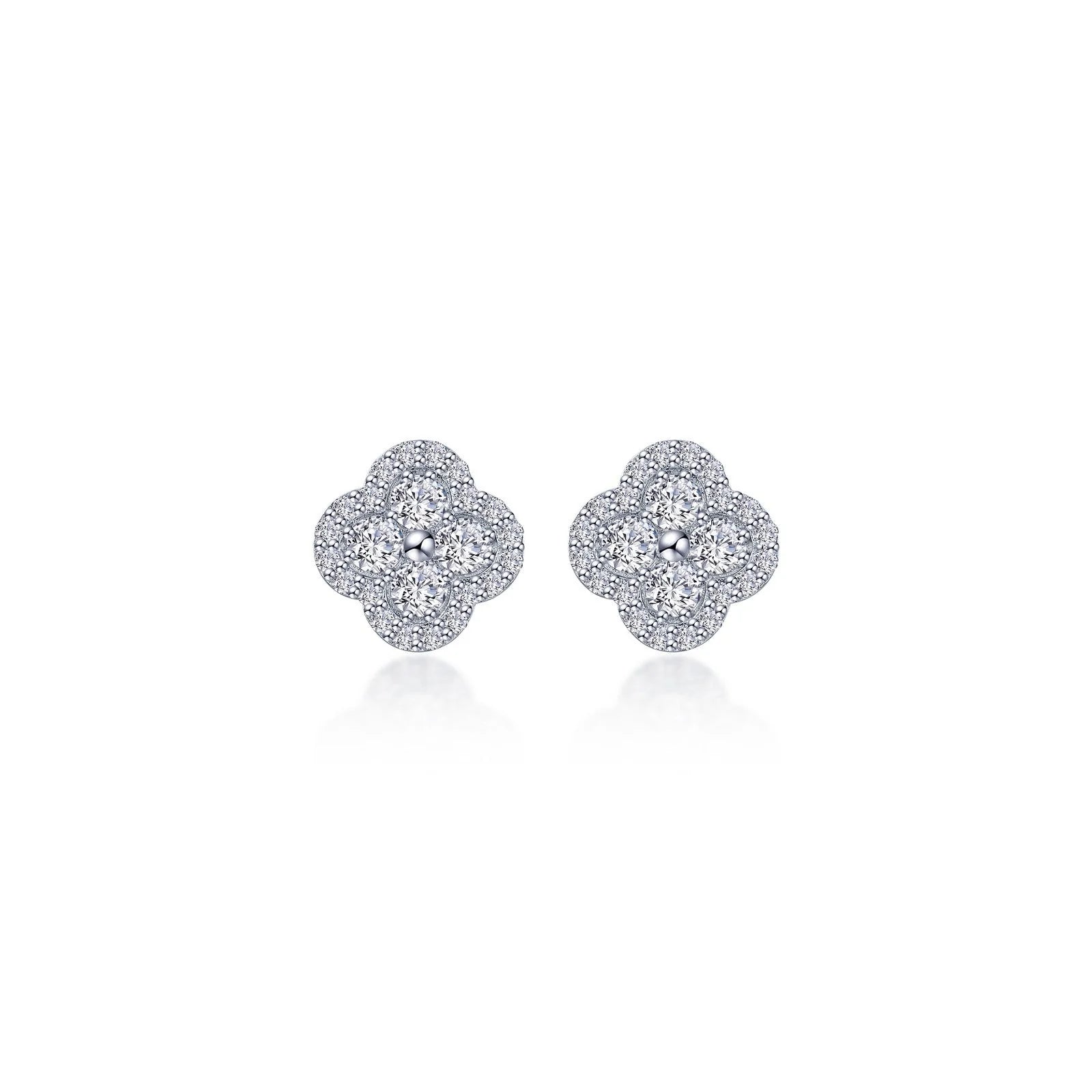 Women’s silver statement earrings-0.8 CTW Halo Stud Earrings