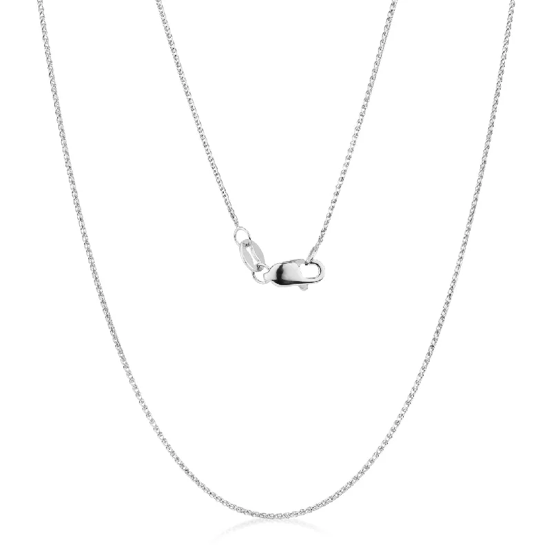 Women’s gold pendant necklace-45CM wheat chain in 10 carat white gold