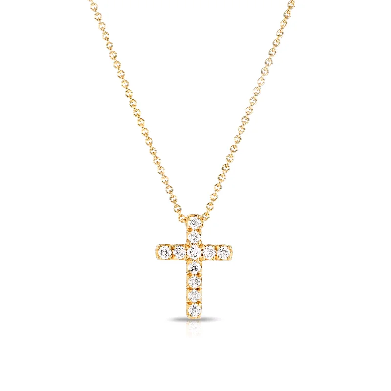 Women’s silver charm necklace-Classic Diamond Cross Pendant, .09 Carat, 14K Yellow Gold